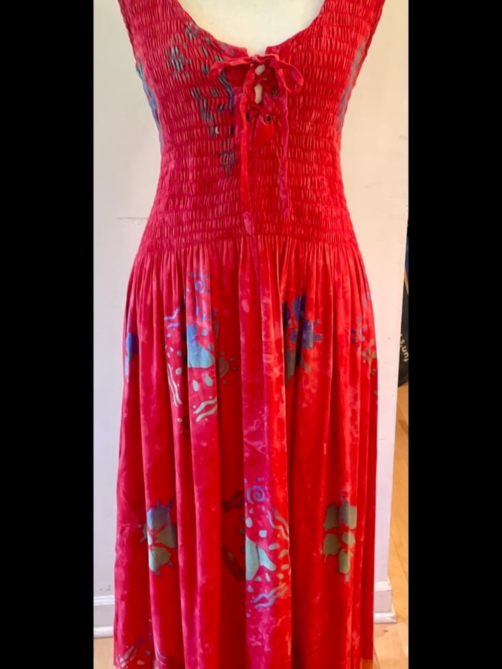 Red Floral Tie-Front Maxi Dress